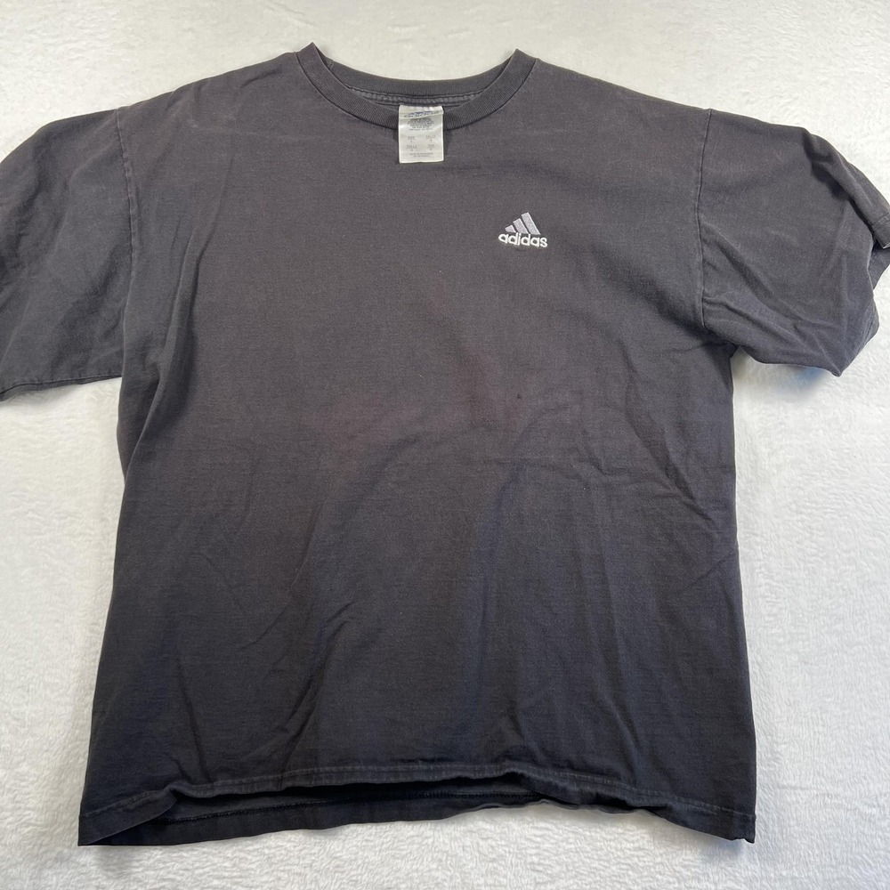 Adidas distressed faded Shirt Mens‎ Large Gray Small Logo Graphic Tee T-Shirt